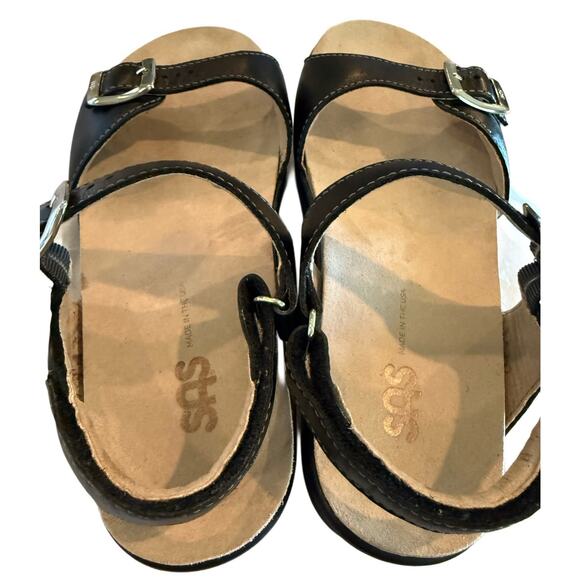 SAS Tripad Comfort Sandals 7.5 M Black Leather Arch Support Double Straps EUC - Picture 6 of 7